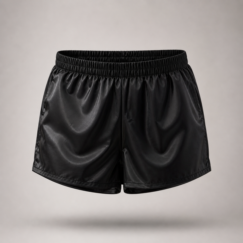 Black shorts on a light gray background