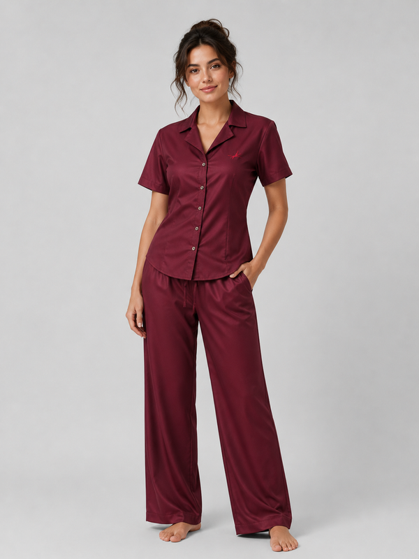 Meraki Burgundy - Satin Cotton Silk