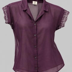 Sheer Lace Shirt & Shorts Set