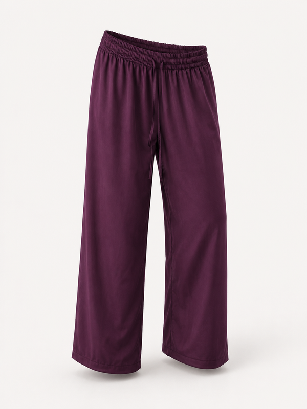 Silky Plum Satin Shirt & Pants