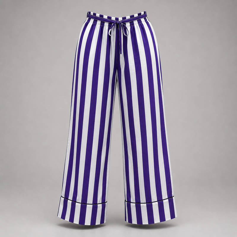 Purple Stripe Cotton Night Suit Set
