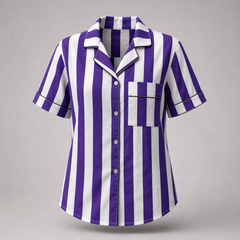 Purple Stripe Cotton Night Suit Set