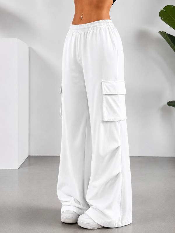 Women’s White Cargo Joggers