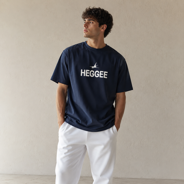 Navy Blue Oversized Logo Tee