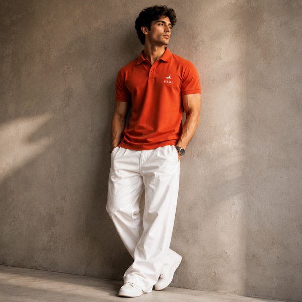 Rust Orange Casual Polo T-Shirt