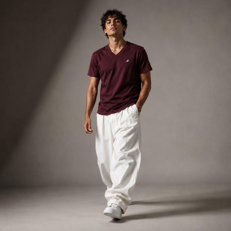 Wine V-Neck Graphic T-Shirt (Heggee Edition)