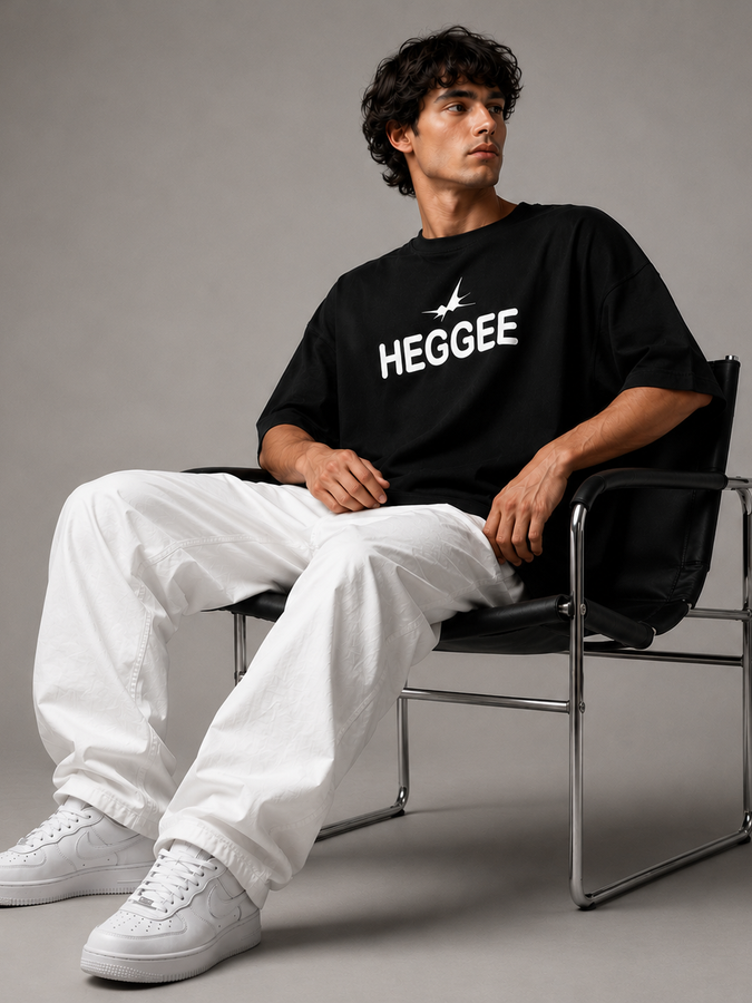 Black Oversized Logo Tee