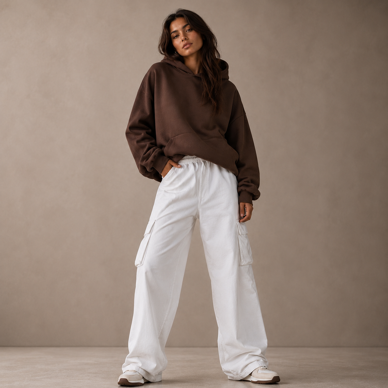 Women’s White Cargo Joggers
