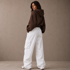 Women’s White Cargo Joggers