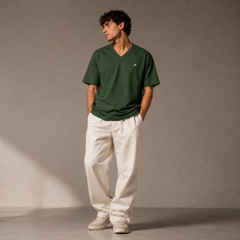 Forest Green V-Neck Graphic T-Shirt (Heggee Edition)