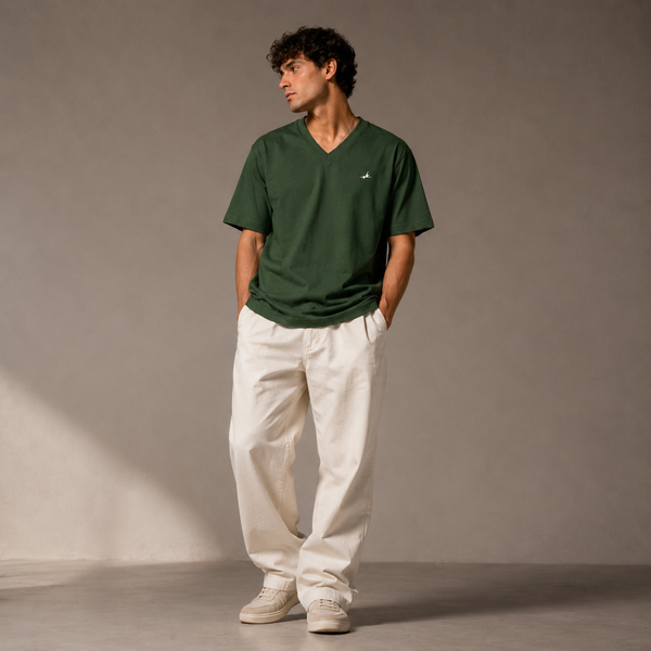 Forest Green V-Neck Graphic T-Shirt (Heggee Edition)