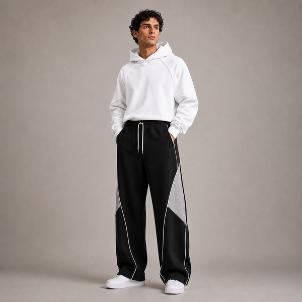 Men’s Black Panelled Track Joggers