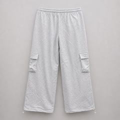 Gray cargo pants on a gray background
