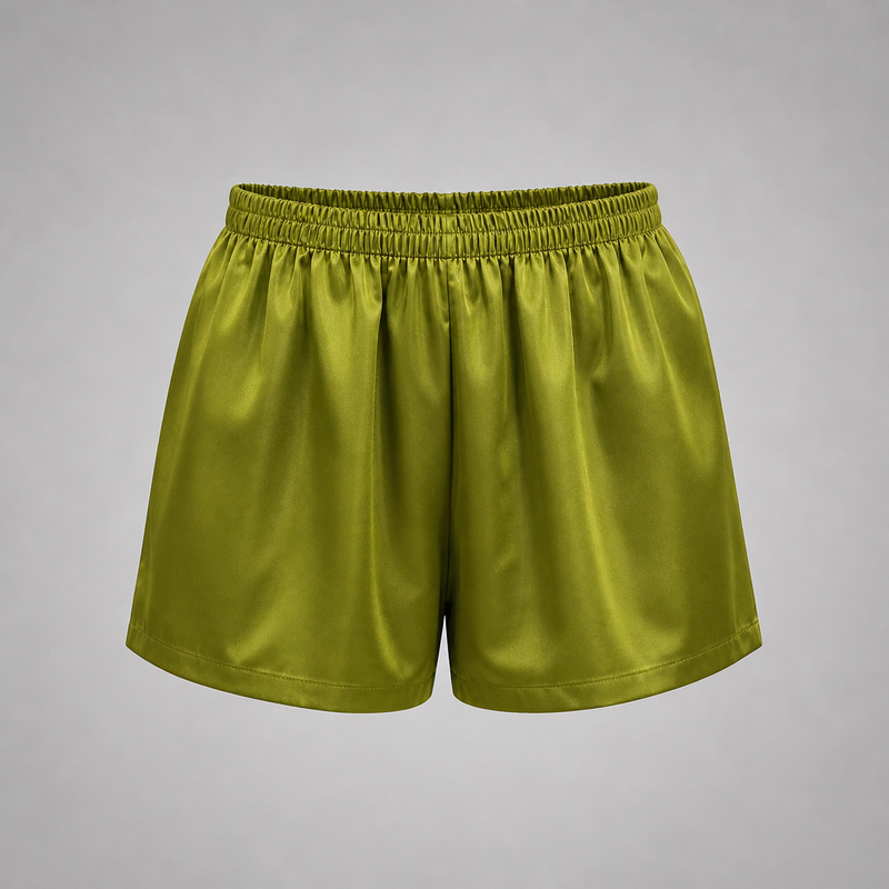 Olive Green shorts on a gray background
