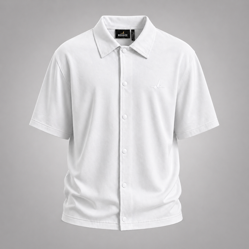White short-sleeve shirt on a gray background