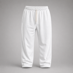 White sweatpants on a gray background
